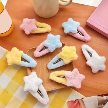 2 шт., женские плюшевые заколки со звездой для девочек, заколки для боковой челки, орнамент, детские заколки для волос, заколки, заколки, аксессуары для волос, детские головные уборы синий