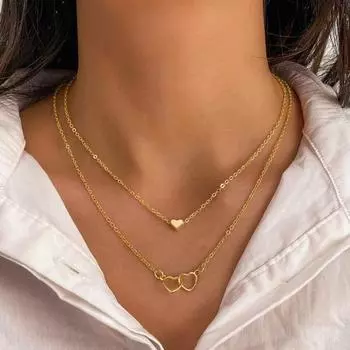 2 шт. женские регулируемые полые кулоны в форме сердца сплошной цвет для выпускного вечера повседневные свидания украшения для шеи золотистый