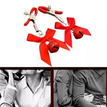 2 шт. женские регулируемые зажимы для сосков с красивым бантом-колоколом, поддельные кольца для сосков для женщин, зажимы для сосков, массаж груди A