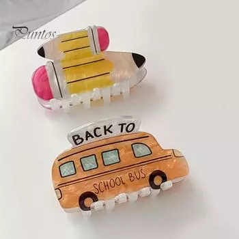 2 шт. женские заколки-карандаши для волос в форме автобуса, противоскользящие зубцы, задняя головка для душа, заколки для волос, аксессуары для школы 2pcs