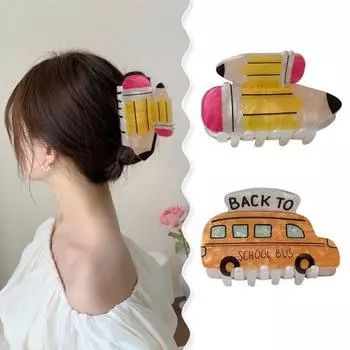 2 шт. женские заколки-карандаши для волос в форме автобуса, противоскользящие зубцы, задняя головка