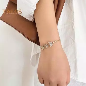 2 шт. женский браслет бабочка из сплава циркония с регулируемой кисточкой полированные наручные украшения для выпускного вечера и свиданий ручная цепочка на ножной браслет золотистый