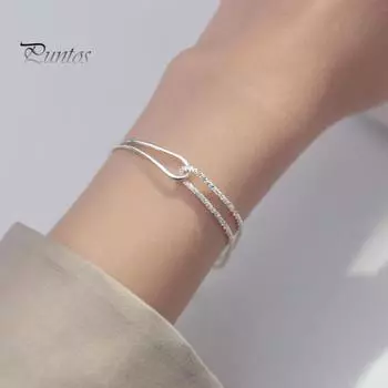 2 шт. Женский браслет, двухслойный, запутанный, с регулируемой длиной, с блестками, на запястье, ювелирные изделия в подарок на свадьбу, годовщину, день матери серебряный