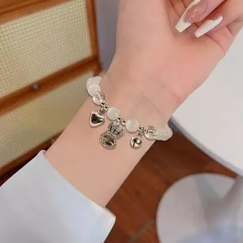 2 шт. женский браслет искусственный опал колокольчик клевер сердце кулон горный хрусталь декор