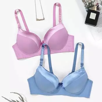 2 шт., женский бюстгальтер пуш-ап с мягкой чашкой B, регулируемые бретели, сексуальный бюстгальтер без косточек на косточках, нижнее белье 85B-100B, бюстгальтер 85B розовый