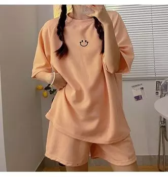 2 шт., женский летний костюм для отдыха, корейский стиль, вафельные костюмы, пижамный комплект, спортивная одежда, шорты с короткими рукавами, комплекты XXL зелёный