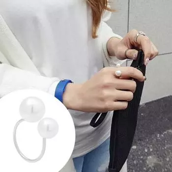 2 шт. женское открытое кольцо с искусственным жемчугом, регулируемое полированное гальваническое покрытие серебряный