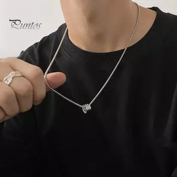 2 шт. Женское ожерелье из титановой стали с подвеской в виде шара, цилиндра, колье с бусинами на ключицу, цепочка для повседневной носки, свидания 2pcs