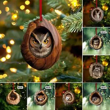 2 шт. Животное елочное украшение 2D акриловое лесное животное украшение легкое