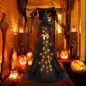 2 шт. жуткие украшения в виде привидения на Хэллоуин, стоящее украшение в виде привидения с гирляндами