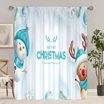 2 шт. - Зимнее рождественское украшение с принтом «Рождественский снеговик» для спальни, гостиной, кабинета, личного пространства 30inchx65inchx2Pcs