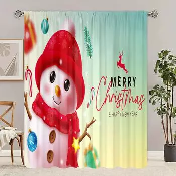 2 шт. - Зимнее рождественское украшение с принтом «Рождественский снеговик» для спальни, гостиной, кабинета, личного пространства 30inchx65inchx2Pcs