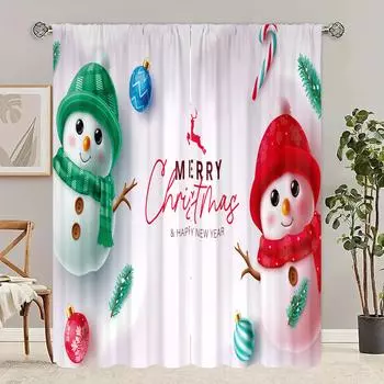 2 шт. - Зимнее рождественское украшение с принтом «Рождественский снеговик» для спальни, гостиной, кабинета, личного пространства 30inchx65inchx2Pcs
