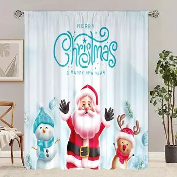 2 шт. - Зимнее рождественское украшение Санта-Клауса Шторы для спальни, гостиной, кабинета, личного пространства 30inchx65inchx2Pcs