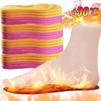 2 шт. Зимние меховые самонагревающиеся стельки для ног, термоутолщенные стельки с эффектом памяти, теплые вставки для спортивной обуви для женщин и мужчин 35-36 жёлтый