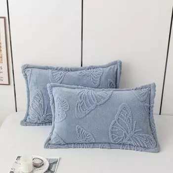 2 шт. Зимние мягкие теплые утолщенные наволочки с бабочками из жаккардового бархата, наволочки 48x74 см для дивана, домашнего декора, наволочки 48x74cm