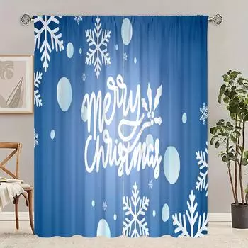 2 шт. - Зимние рождественские украшения Веселые рождественские принтованные шторы для спальни, гостиной, кабинета, частного пространства 30inchx65inchx2Pcs