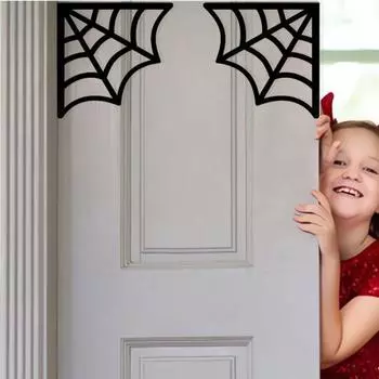 2 шт., знаки на углу двери на Хэллоуин, ведьма, паутина, жуткий замок, декор на углу двери, деревянная дверная рама, украшение для домашней вечеринки E