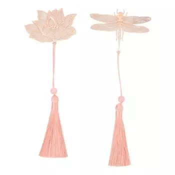 2 шт. Золотая полая закладка с элегантными кисточками Красивая закладка из нержавеющей стали с покрытием из металла