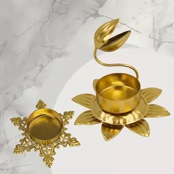 2 шт. Золотой геометрический полый подсвечник изысканный цветочный подставка для свечей ужин при свечах Style 1