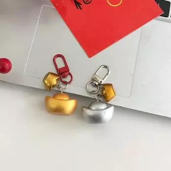 2 шт. золотой серебряный слиток брелок рюкзаки бант брелок Yuanbao для женщин мужчин шарм рюкзак кулон украшение Y2K ювелирные изделия золотой