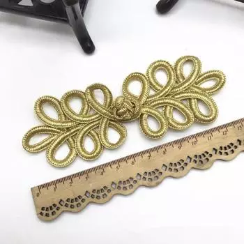 2 шт. Золотые застежки-лягушки ручной работы, традиционные узелковые пуговицы для наряда ханьфу и ципао length 13cm