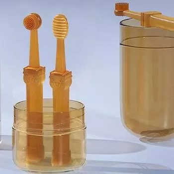 2 шт., зубная щетка для собак, пластиковая зубная щетка для домашних животных с мягким силиконовым скребком для языка, массажная многоугольная щетка для чистки домашних животных