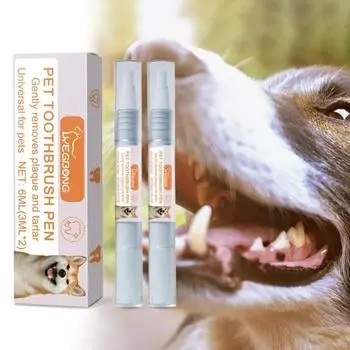 2 шт. зубная щетка-ручка для домашних животных, набор для чистки и отбеливания зубов, освежитель дыхания, удаление зубного камня, уход за зубами