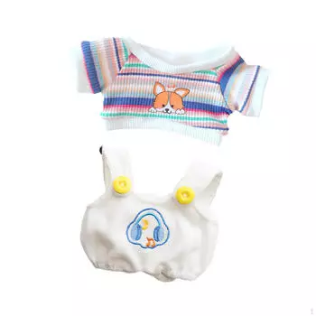 2 штаны для кукол с подтяжками и футболка, миниатюрная одежда, аксессуары ручной работы, одежда для 8 дюймов