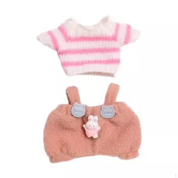 2 штаны на подтяжках для кукол с футболкой, аксессуары для костюма, миниатюрная одежда для 15-17 см