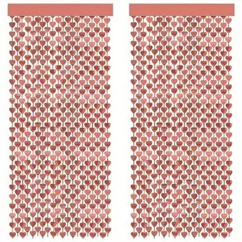 2 штуки 39,4x78,7-дюймовых лент для вечеринок в форме сердца с золотой кисточкой, декоративный фон, занавески, тематическая вечеринка, свадебные украшения, принадлежности 2pcs розового золота