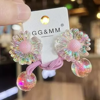 2 штуки Маленькая ромашка Милый принцесса Головной убор Эластичные резинки для волос для детей Девочек Аксессуары для волос Детские резинки для волос