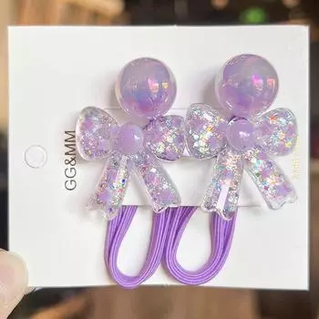 2 штуки Милые красочные блестящие галстуки-бабочки Принцесса Резинки для волос Эластичные Детские аксессуары для волос для девочек Детские резинки для волос