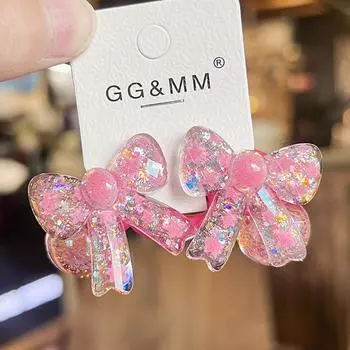 2 штуки Новые милые блестящие бантики пастельных цветов Принцесса Головной убор Детские эластичные резинки для волос Детские веревки для волос Аксессуары для волос для девочек