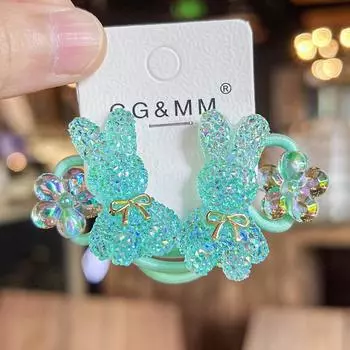 2 штуки Новые милые сахарные кролики Принцесса Головной убор Детские эластичные резинки для волос Детские веревки для волос Аксессуары для волос для девочек