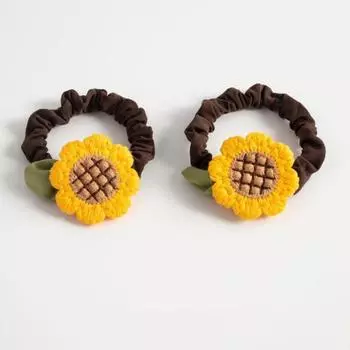2 штуки Повязка на голову с подсолнухом для женщин и девочек Цветок Кольцо для волос из тонкой кишки Высокая эластичность Шнур для волос Повседневная резинка