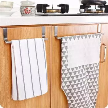 2 Size Stainless Steel Towel Holder Kitchen Cabinet Door Hanging Rack Storage Bathroom Shelf Home Organizer Bathroom Accessories
