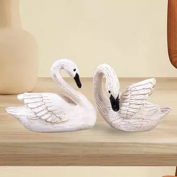 2 скульптуры из смолы, пара фигурок лебедей, подарок на день рождения, украшение для дома, статуэтки птиц Style A