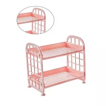 2-слойная пластиковая полка для ванной комнаты, туалета, кухни, рабочего стола, органайзера для косметики и всякой всячины светло-синий