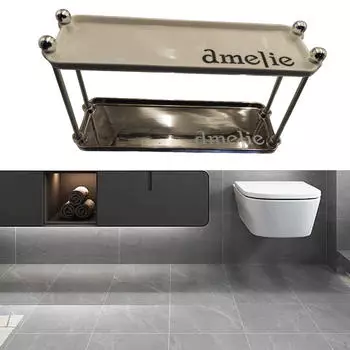 2-слойная полка для хранения в ванной комнате, шкаф, полка, органайзер для кухонных специй White and Silvery