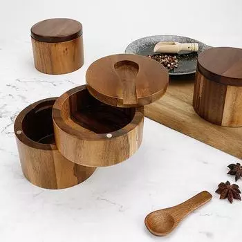 2-слойная солонка и перечница с ложкой, магнитная поворотная крышка, пылезащитная коробка для приправ, вращающийся дизайн, кухонный помощник для сервировки B