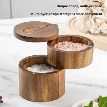 2-слойная солонка и перечница с ложкой, магнитная поворотная крышка, пылезащитная приправа B