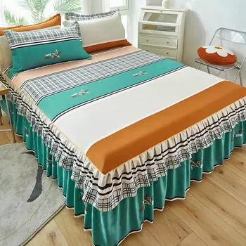 2-слойное кружевное покрывало, юбка, стильное покрывало, кровать 1,5/1,8/2 метра, пылезащитная, противоскользящая, наволочки из трех предметов, покрывала на кровать 150x200cm 3pcs