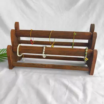 2-слойный держатель для браслета, башня из дерева, модные ювелирные изделия, подставка для демонстрации браслетов, органайзер для