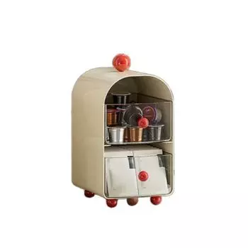 2-слойный ящик для хранения пакетиков чая, большой вместимости, контейнер для хранения косметики, держатель для пакетиков чая, офис бежевый