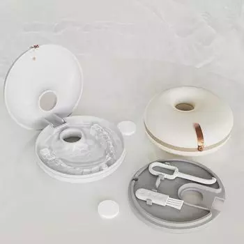 2 слоя невидимых брекетов коробка пончик дизайн портативный ортодонтический фиксатор футляр простой стиль съемник жевательные протезы коробка белый