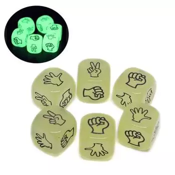 2 см, игральные кости для угадывания пальцев, забавные портативные 6-гранные светящиеся в темноте твердые акриловые карманные ножницы для бумаги, мини-игры в кости, развлекательная игрушка 20mm