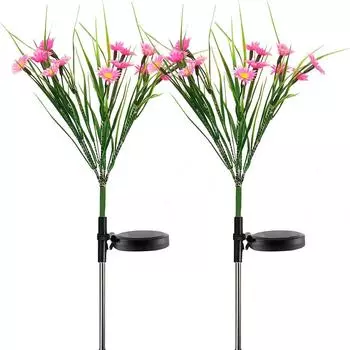 2 Solar Garden Lights LED Flower Stake Lamp Outdoor Yard Waterproof Patio Decor