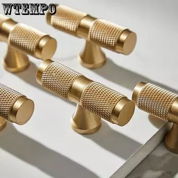2 современных латунных ручки с золотой накаткой — обновите свои кухонные шкафы и ящики с помощью этих стильных медных ручек! 2pcs
