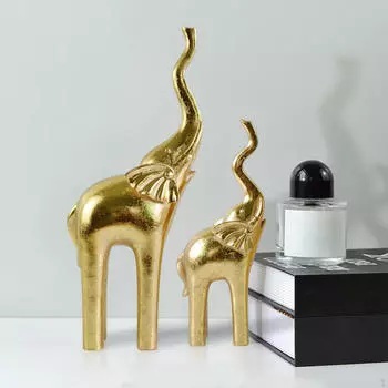 2 Статуэтки, фигурки, поделки, украшения, креативные скульптуры животных для гостиной, рабочего стола, спальни, подарков серебряный